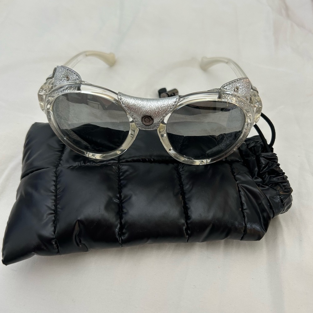 Moncler Sunglasses ML0046 26C Crystal Silver Gray Silver Mirror